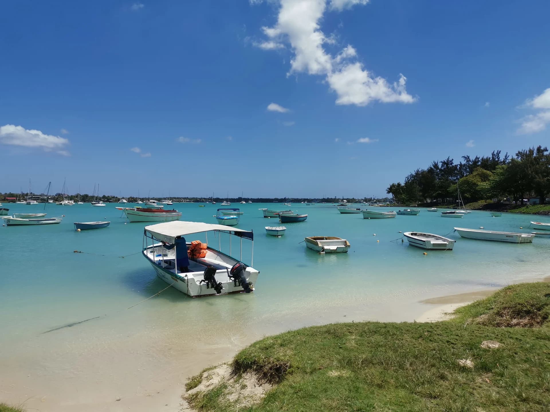 The Grand Baie coastline in Mauritius