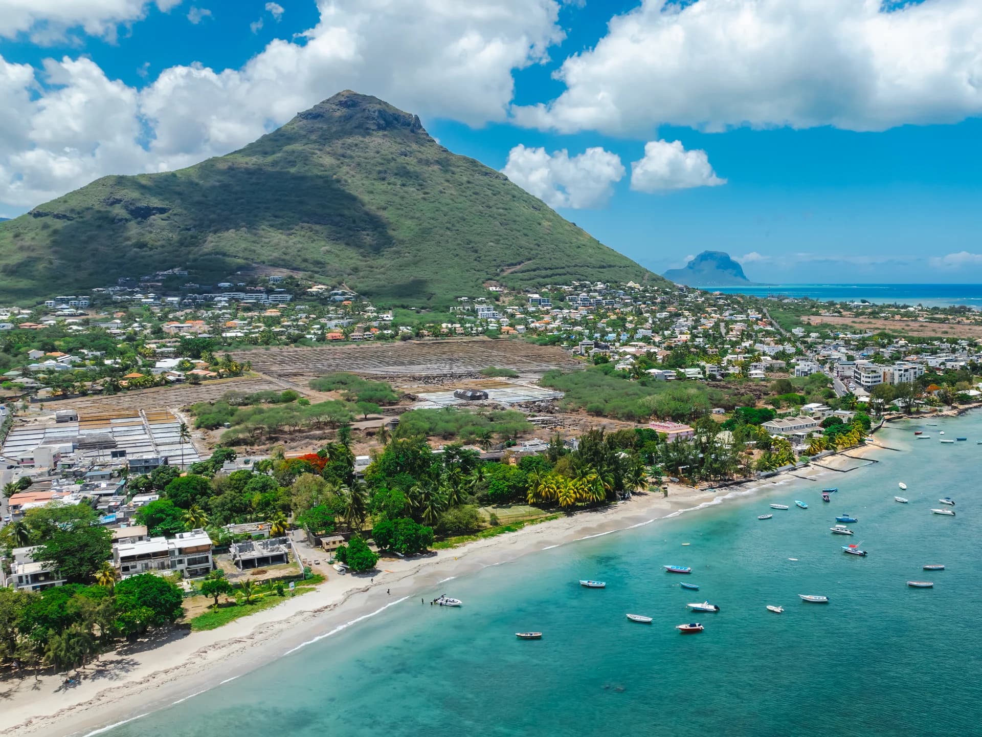 View of Tamarin between the mountain and lagoon